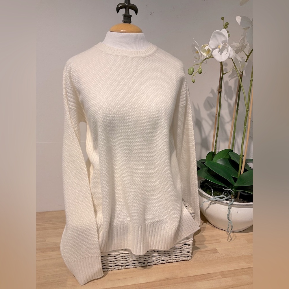 Pure Amici - Salt Thermal‎ Crew Neck 100% Cashmere Sweater - X-Small - Cream